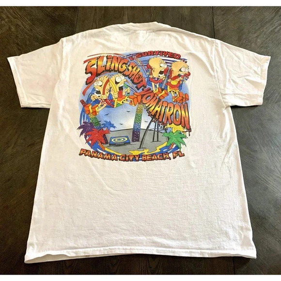 Vintage Slingshot Vomatron T Shirt Theme Park Graphic Tshirt Sz Large L Gildan - Picture 7 of 10